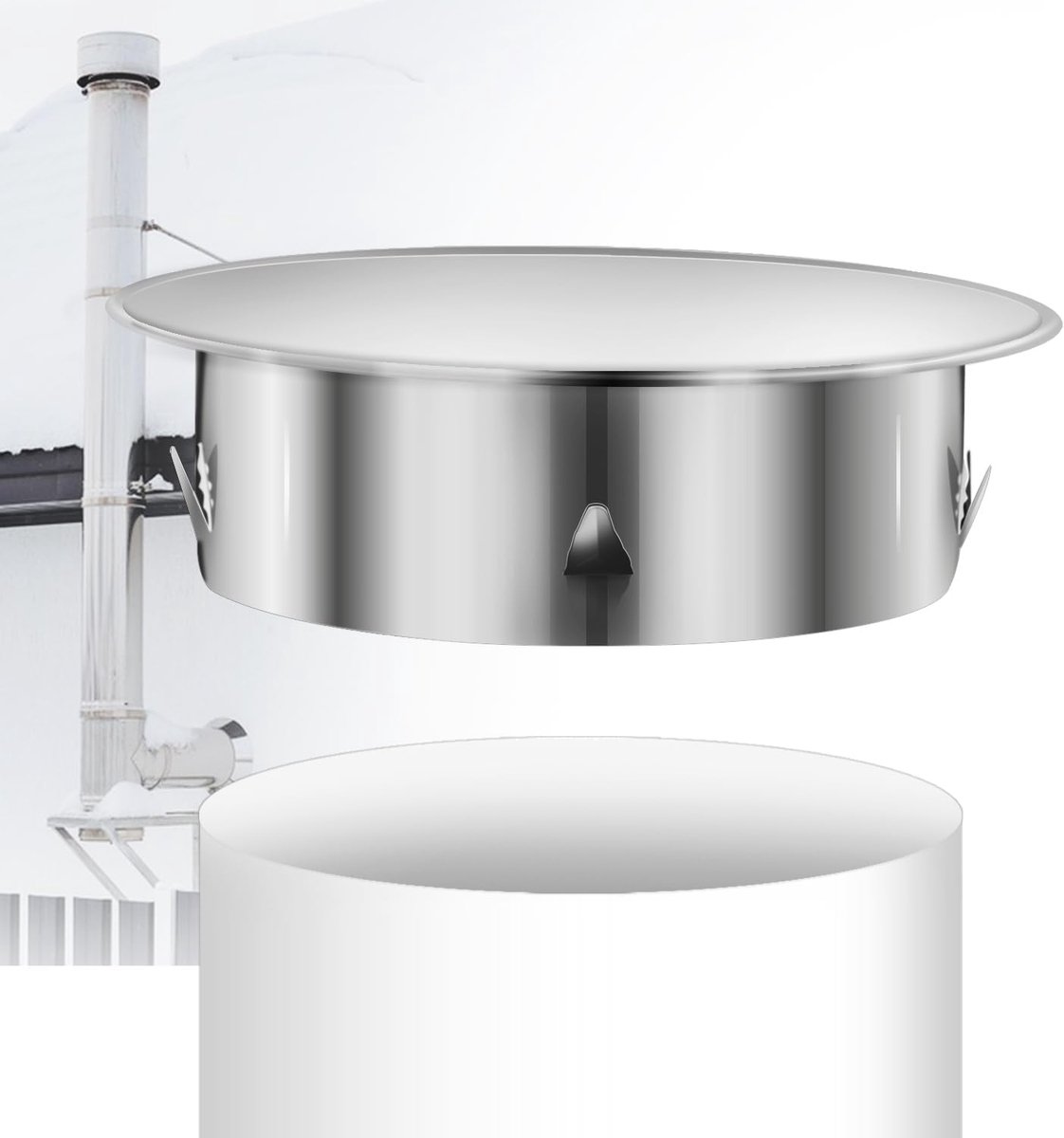 Afdekking schoorsteendeksel 200 mm schoorsteenafdekking roestvrij staal kachelbuiscapsule wandvoerdeksel ovengatdeksel, buizen Ø 188 mm, diepte: ca. 54 mm