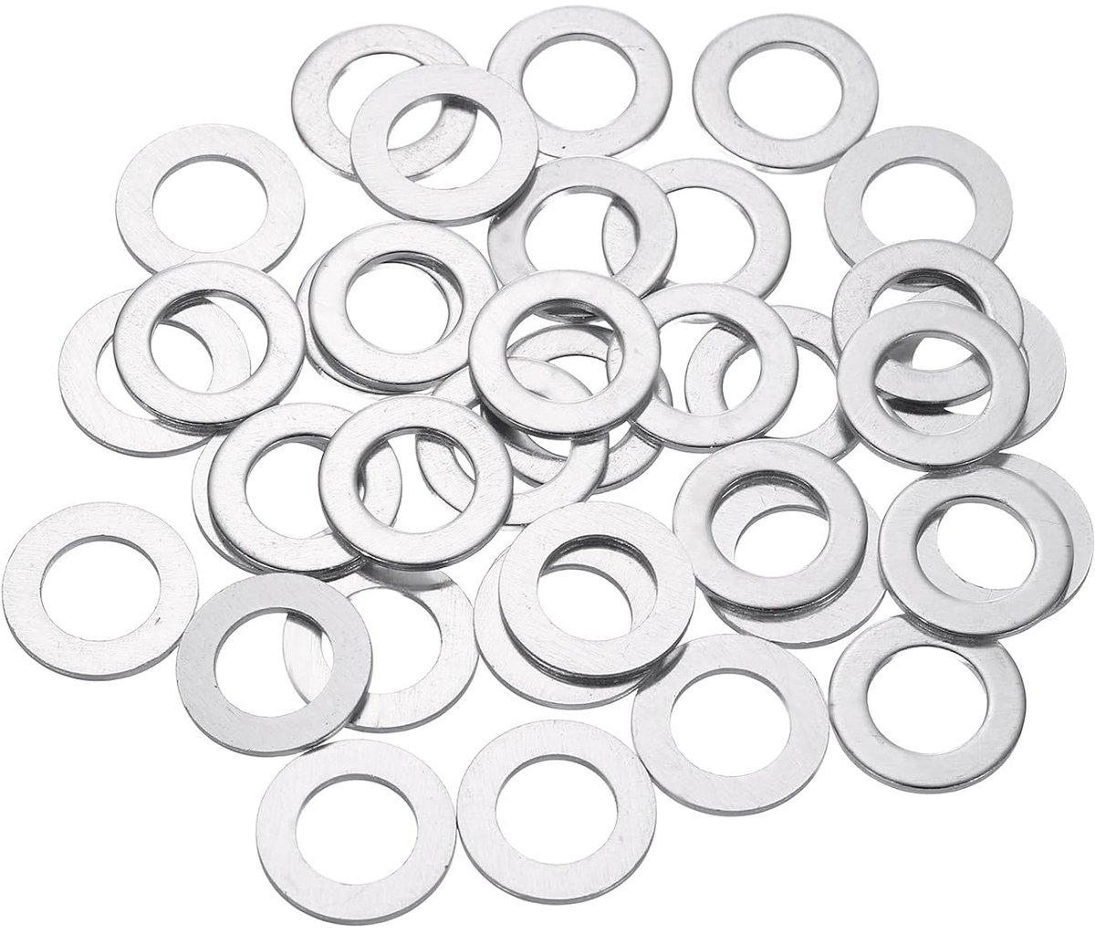 Platte sluitringen M8, ronde afdichtingen aluminium 14 mm OD 1 mm dikte platte afstandhouders voor schroeven, bouten, accessoires, reparatie van machines, kleur zilver