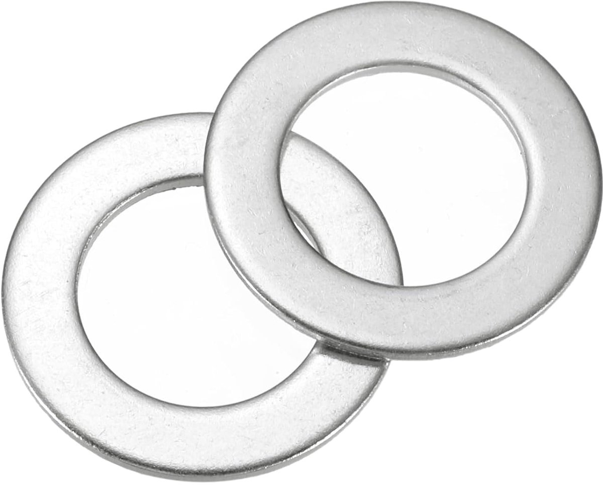 Set van 60 ronde sluitringen M16 x 22 x 0,8 mm, 304 roestvrij staal dichtende schijven zilver, set bijlagschijven, O-ring platte afdichtringen voor schroeven, moeren, draadstangen