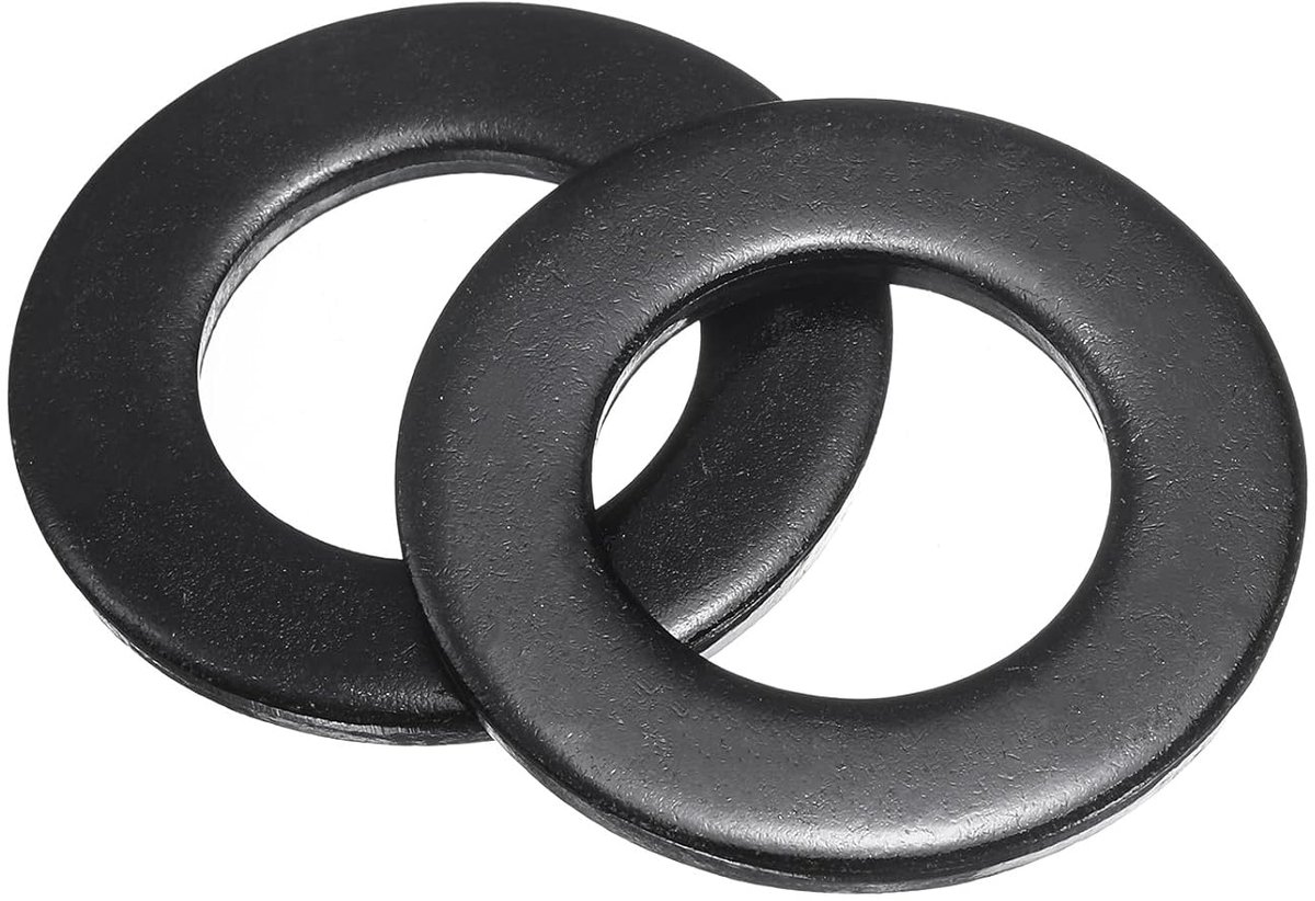 Platte afdichtingen, 27 mm ID x 50 mm OD x 4 mm dik, zwart verzinkte metalen sluitringen voor schroeven en bouten