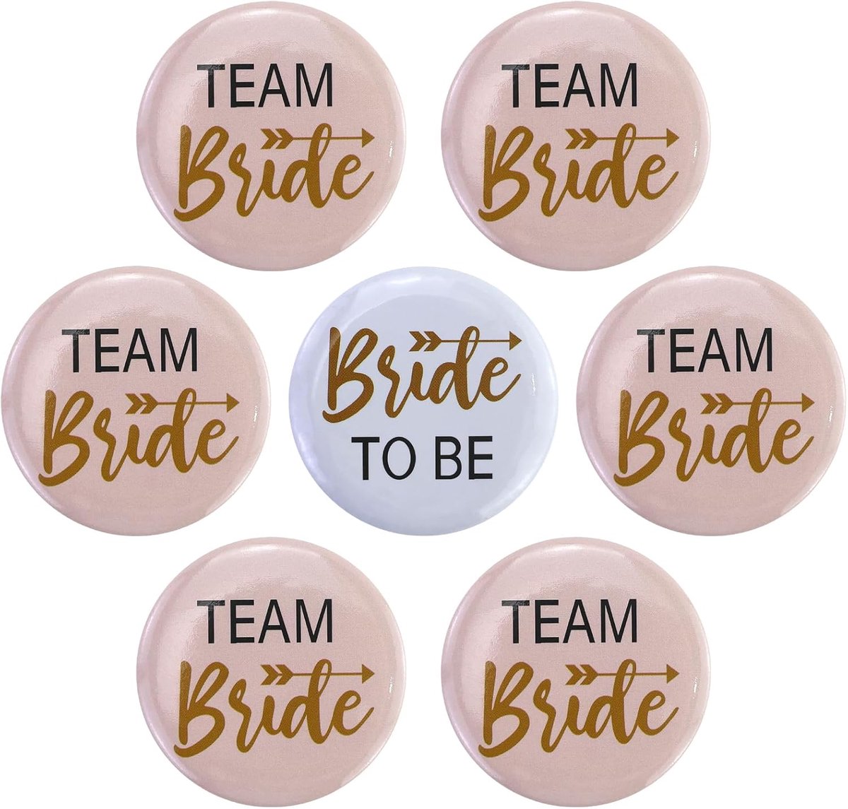 Team Bride - Vrijgezellenaccessoires voor Vrouwen, Bruiloftsfeest en Vrijgezellenfeest Spelden (7 stuks, Roze)