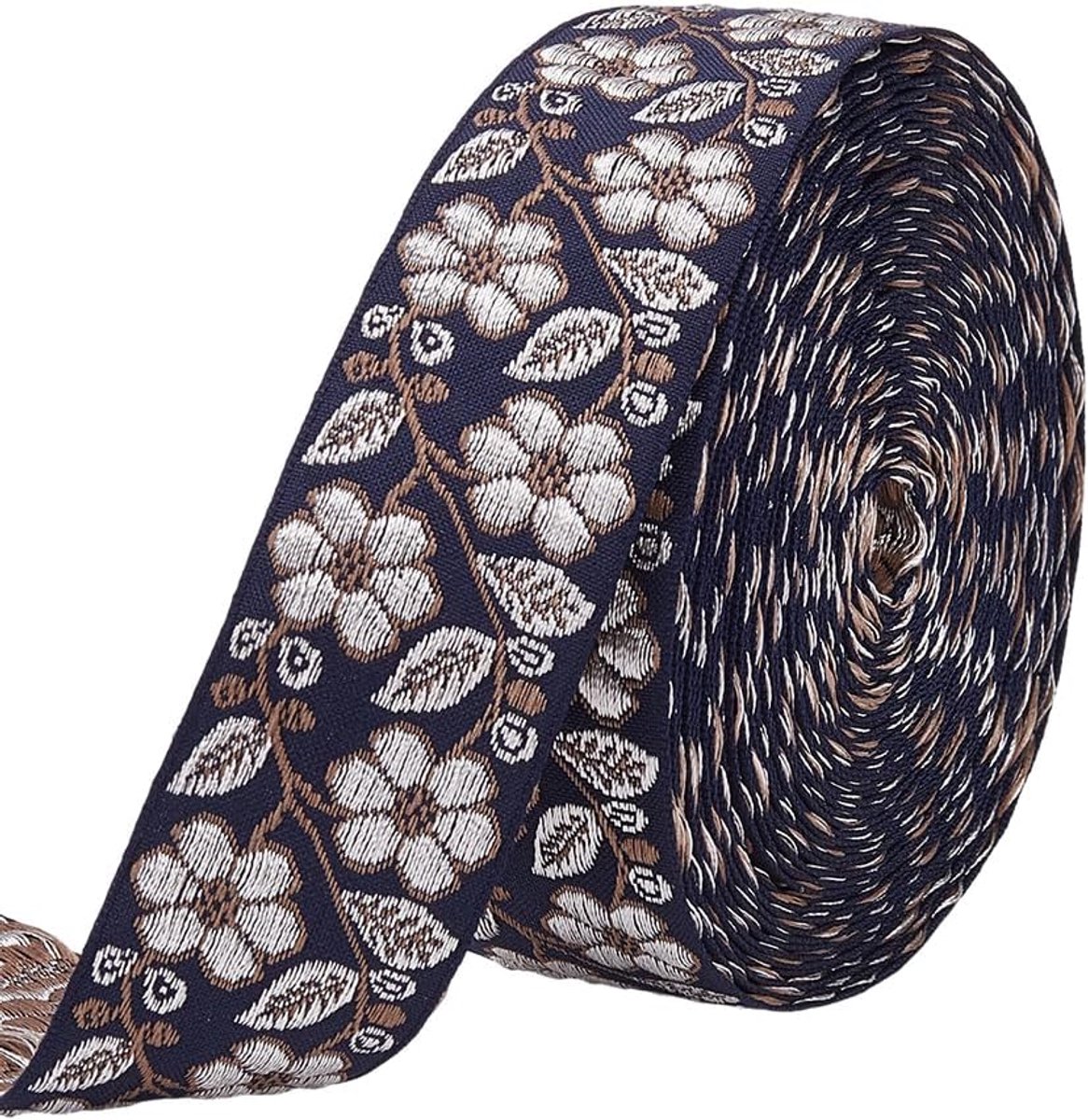 10 Yards Marine Blauw Jacquard Lint 1-3/8 Inch Bloem Borduurwerk Geweven Lint Trim Bloemen Geborduurde Stof Trims voor DIY Naaien Ambachtelijke Versieringen Kleding Home Decor Gift