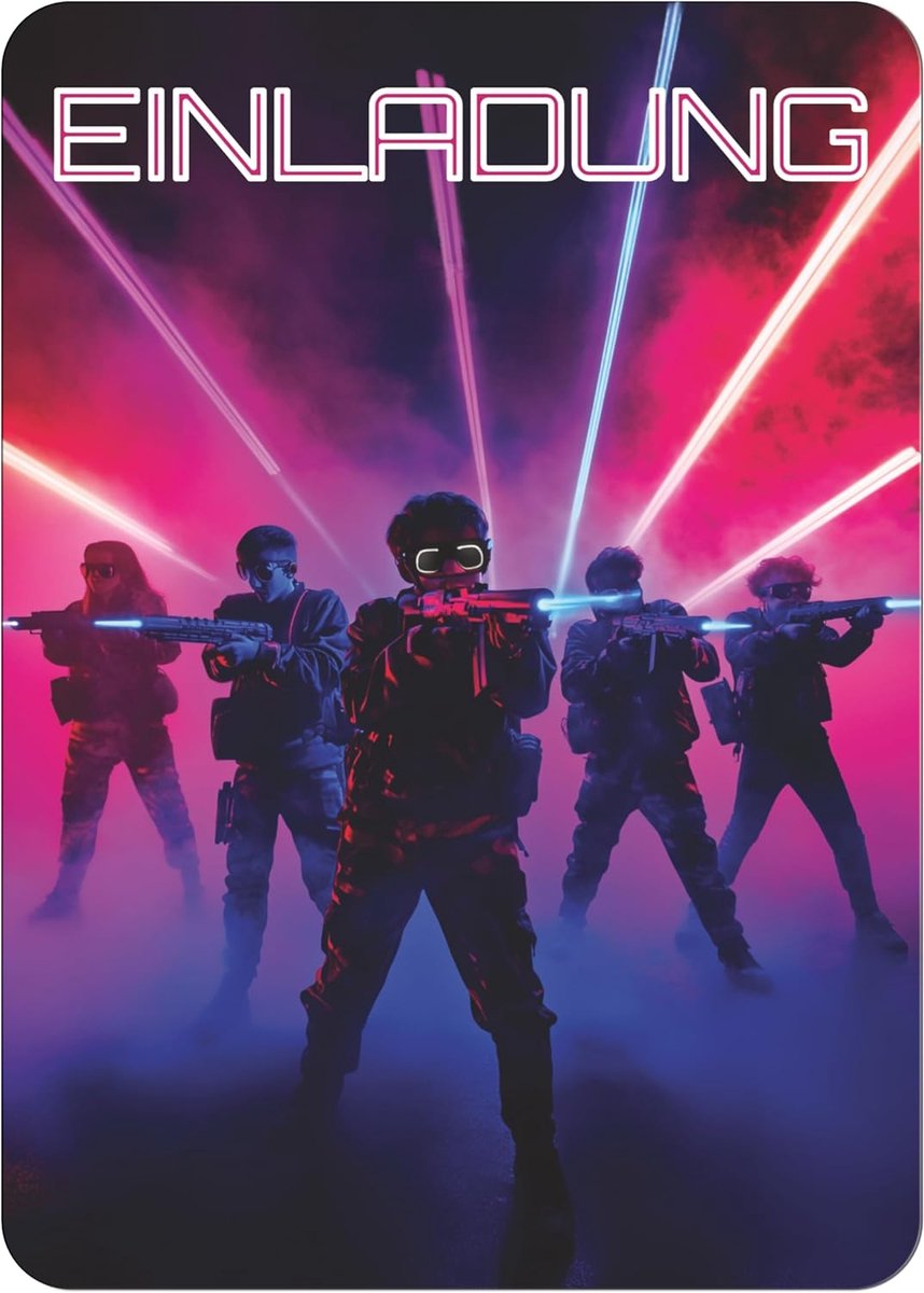 Uitnodigingskaarten laser tag kinderen - 12x feestuitnodigingen - futuristisch ontwerp - ShopVlot