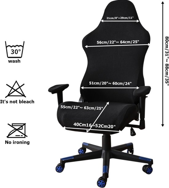 Gaming stoelcover - Stretchy stof - Racing stijl - Beschermt oude kantoorstoelen - ShopVlot — afbeelding 2