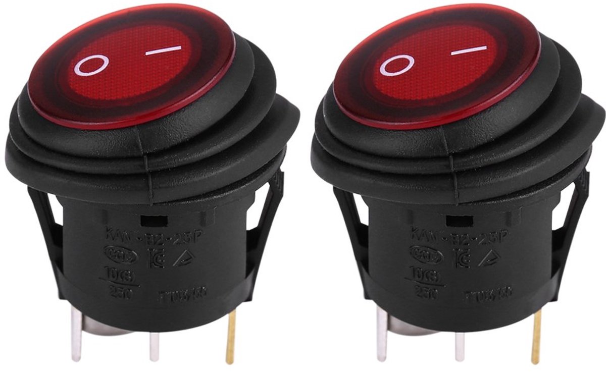 Mini On-Off Schakelaar 20A - Waterdicht - Rood LED - Voor Boot en Auto - ShopVlot