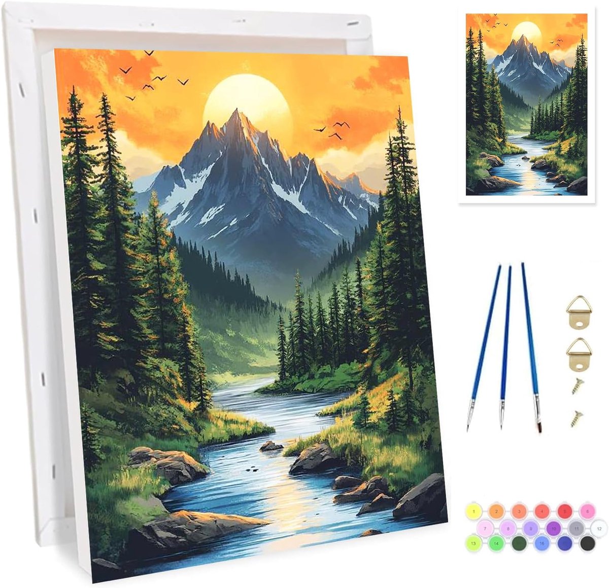 Schilderen op nummer voor volwassenen - zonsondergang 20 x 30 cm - set met acrylpigmenten - perfect voor huisdecoratie - ShopVlot