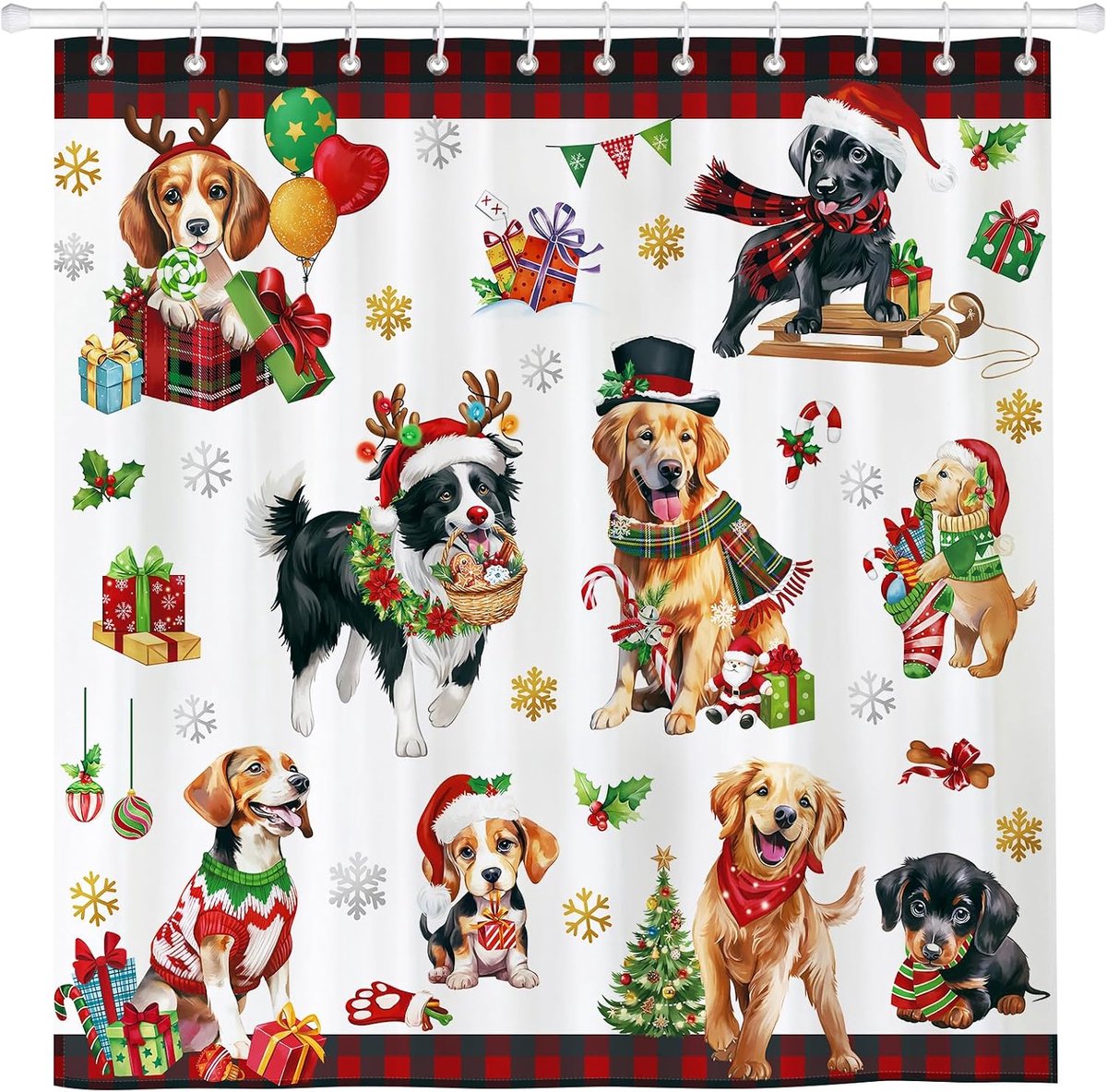 Douchegordijn set 182x183cm - waterdicht polyester - trendy ontwerpen - geschikt voor kerstdecoratie - ShopVlot