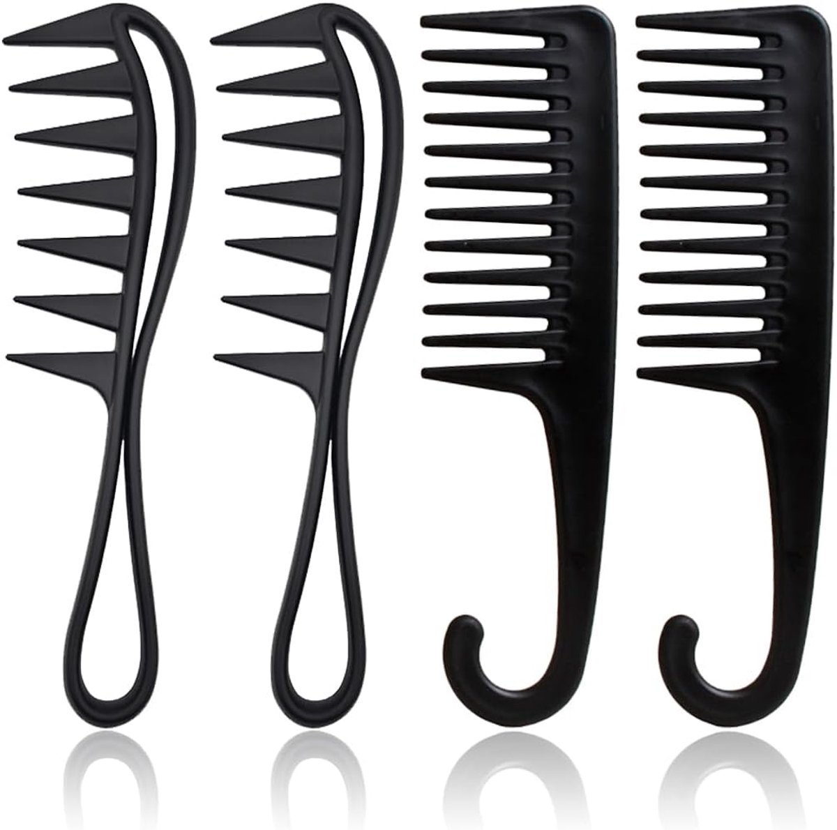 Tandkam set 4 stuks - brede tanden - antistatisch - perfect voor normaal haar - ShopVlot
