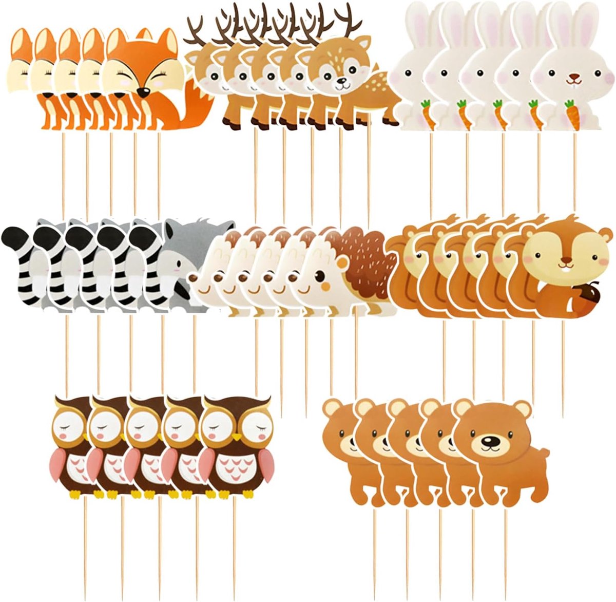 Jungle dieren cake decoraties 40pcs - kleurrijke papieren inserts - feestelijke versiering - ShopVlot