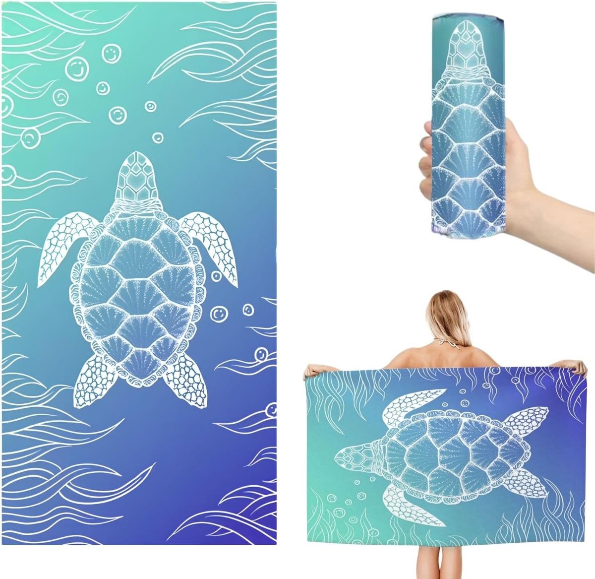Strandlaken 90 x 180 cm - microvezel - absorberend en sneldrogend - ideaal voor zonnebaden - ShopVlot