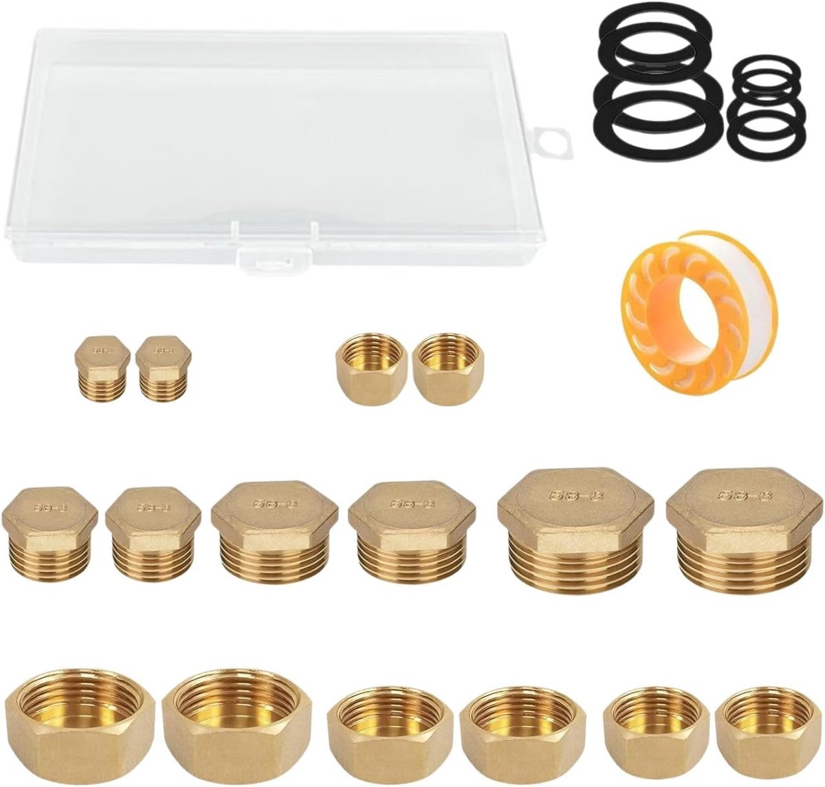 Blindstop 16 stuks - 1/8 1/4 1/2 3/8 inch - binnen- en buitendraad - veelzijdige afsluitstop voor leidingen - ShopVlot