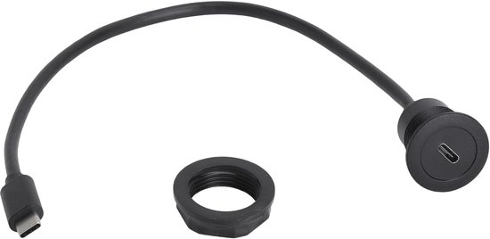 USB C Flush Socket 3.0 30cm - Type C Plug naar Bushing - 5Gbps Data en PD Snelladen - Ideaal voor Auto en Boot - m-winkel