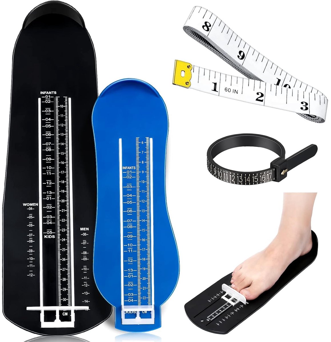 Voetmeter set 4-delig - Eenvoudig en nauwkeurig - Voor volwassenen en kinderen - Perfecte schoenmaten meten - ShopVlot