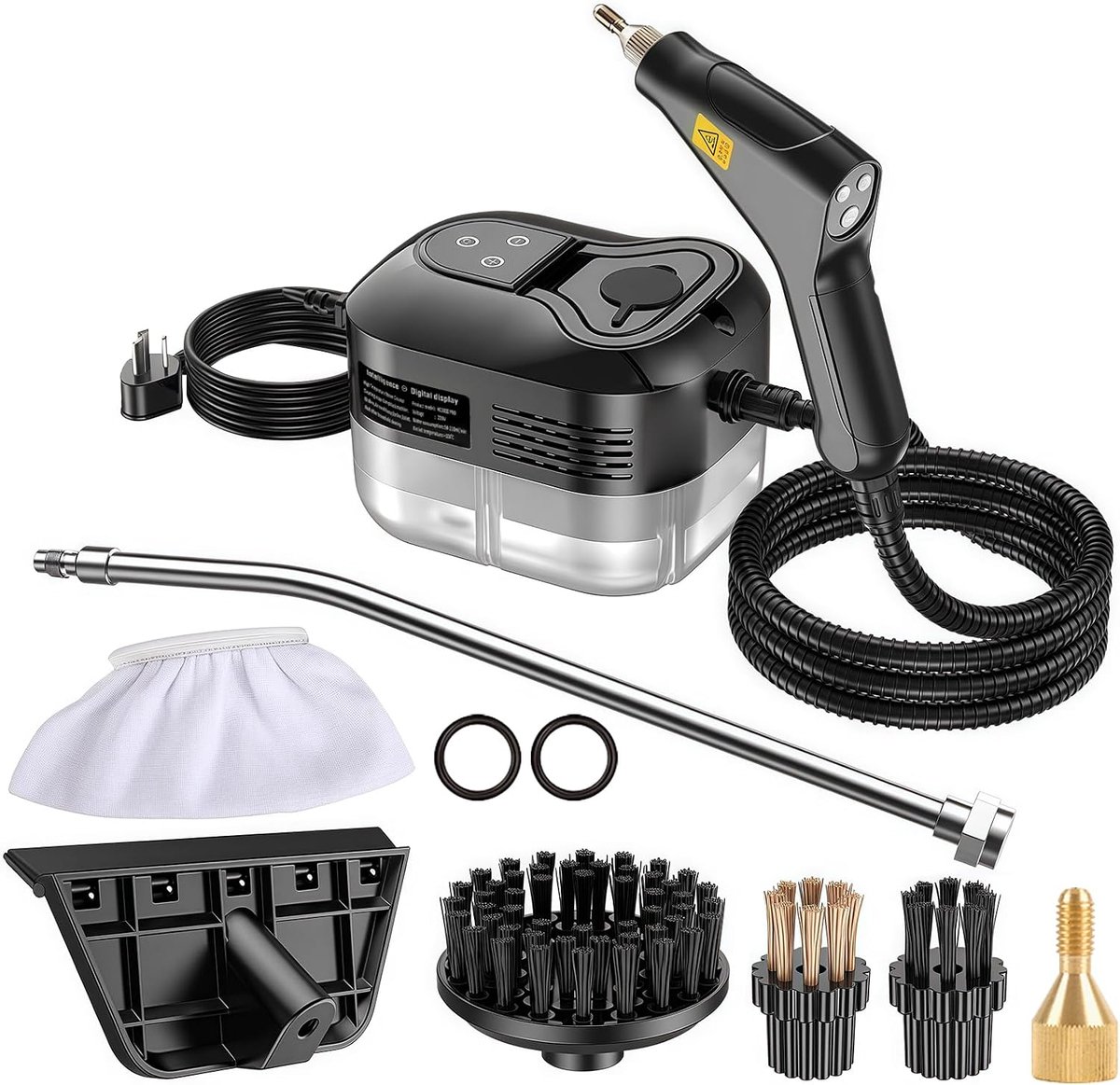 Stoomreiniger 2500 W - handapparaat 1200 ml - 3 borstelkoppen - ideaal voor vloer en keuken - ShopVlot