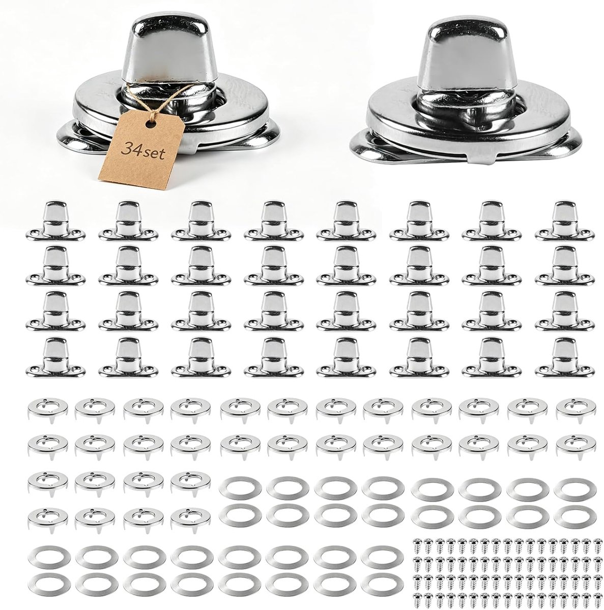 Rotating Screw Mount Bâche 34 Pcs - Versterkte Ooglus met Schroefbevestiging - ShopVlot