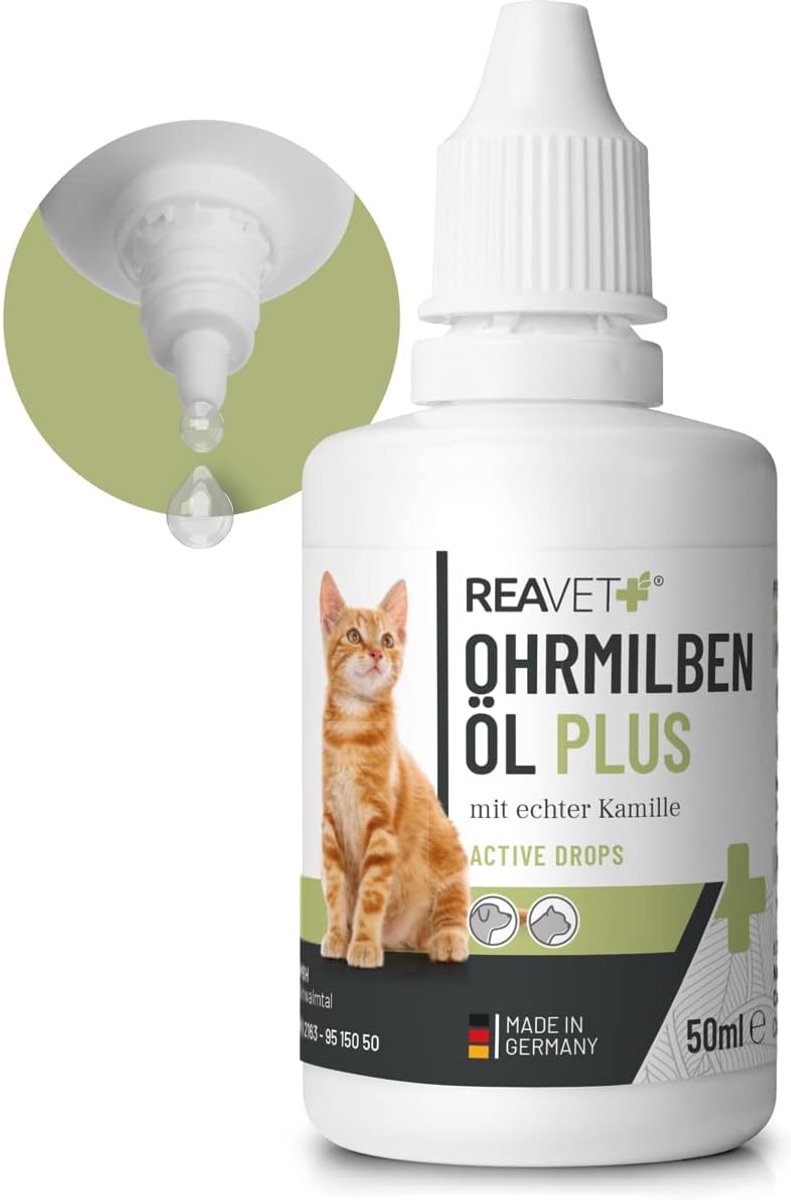 Oordruppels tegen oormijten 50 ml - met kamille - zachte verzorging bij jeuk - effectieve remedie voor katten - ShopVlot