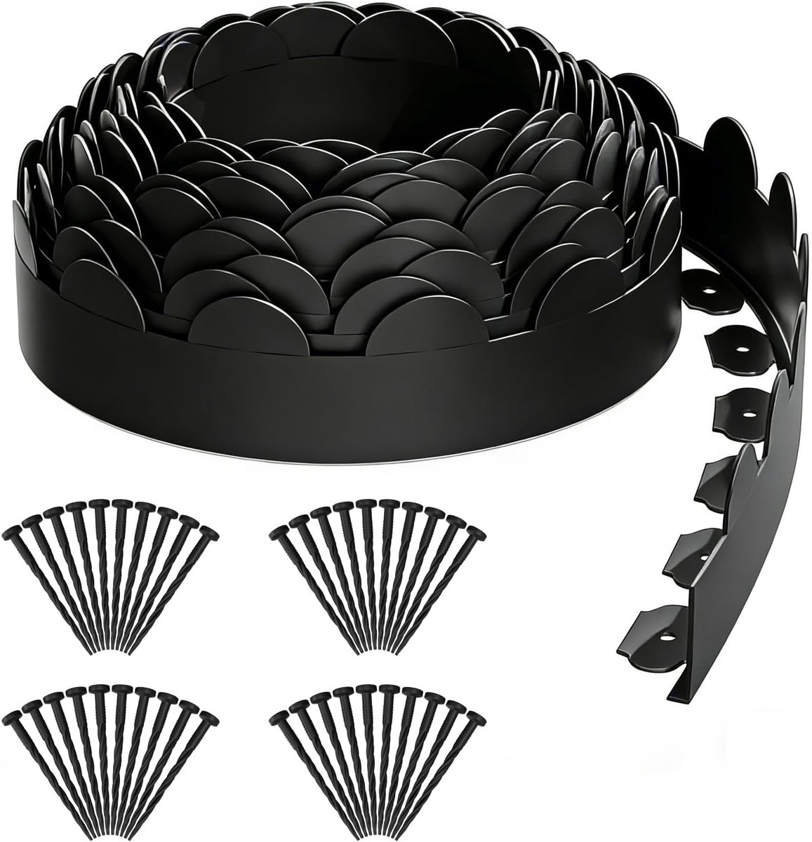 33 voet, 10 cm hoge tuinranden met 40 stuks spikes, robuuste gazonrandset, flexibele plastic landschapsrand voor gras, tuin, bloembedden, grind, Easy Flex No Graf, zwart