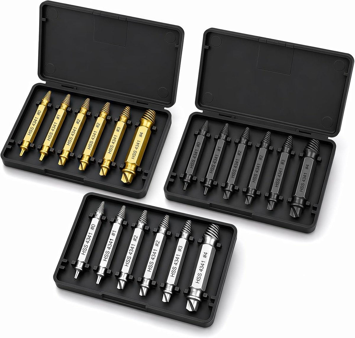 Schroevendraaierset, 3-delig, 18-delig, verwijderaar voor beschadigde schroeven, extractor voor het verwijderen van vaste en beschadigde schroeven