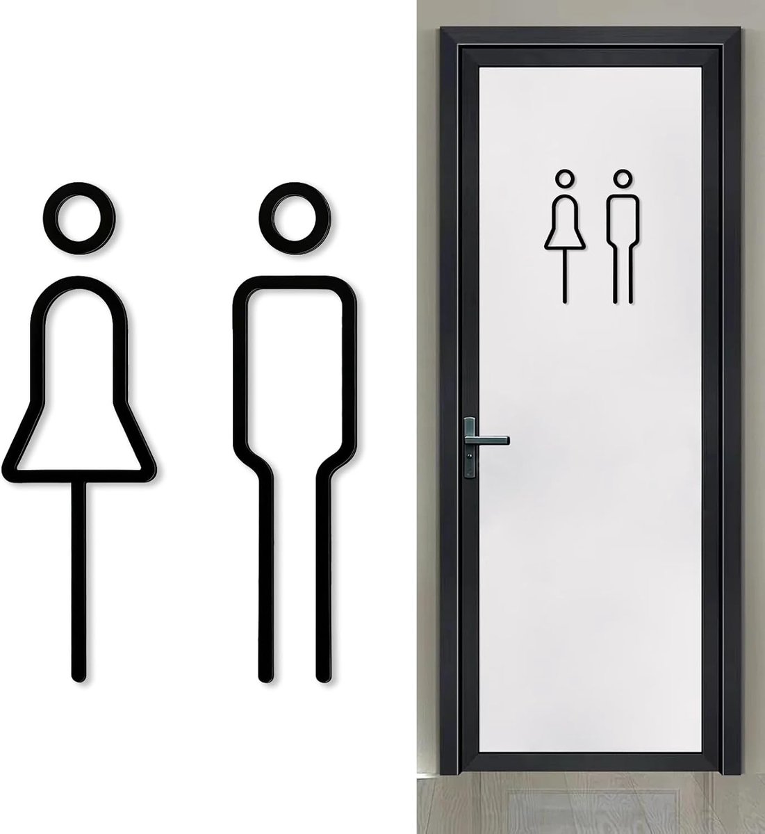 Toiletbord voor deur, acrylmateriaal, badkamerdeurbord, waterdicht, duurzaam, wc-bord, badkamerdeurbordje, voor toiletdeuren