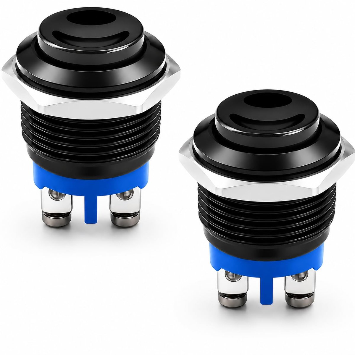 2 PCS Ronde Startknop, Ronde Drukschakelaar 12V, Waterdichte 12V Taster, Drukschakelaar Metaal, Momentane Schakelaar Voor Auto, DIY Projecten, Apparaten, Paneel Ø 16 mm