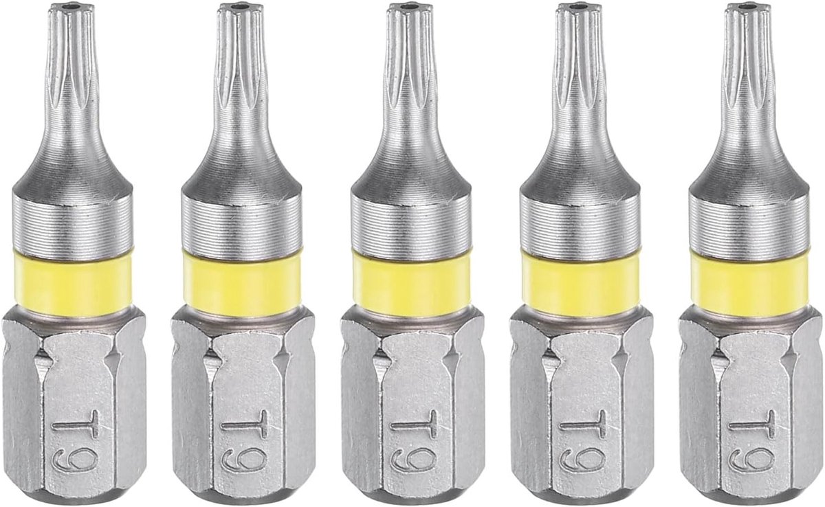 5 stuks Torx-schroevendraaierbit T9H 1/4" zeskantschacht 25 mm lengte magnetische ster 6-punts kop zeskantige bits S2 staal elektrische schroevendraaierbit met gat torx-kop