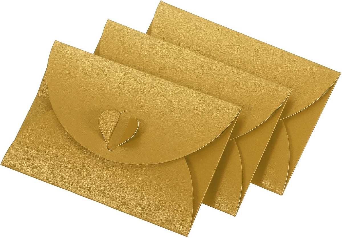 Enveloppen, Hartvormige Sluiting | Kleine Gift Card Houder, Geweldig voor Bruiloften Feesten Boetieks (Goud)