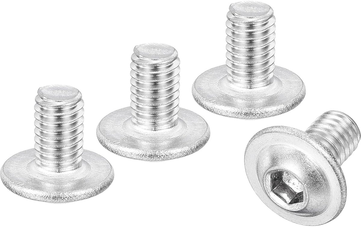 25 stuks M6-1 x 10 mm flensbundkop binnenzeskantschroeven 304 roestvrij staal binnenzeskant bevestigingsschroeven volledige schroefdraad machineschroeven zilver