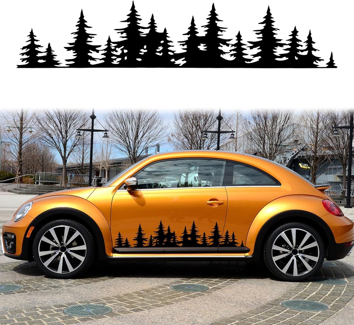 38,3 inch dennenboom bos vinyl sticker voor auto dakdrager raam auto boom grafische sticker decoratie voor voertuigen SUV vrachtwagen off-road auto carrosserie deur zijkofferbak waterdicht