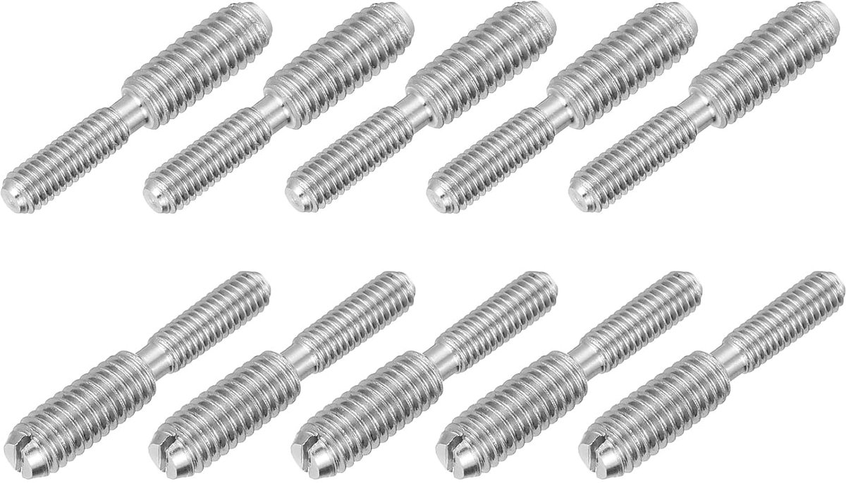 10 stuks schroefdraadstang M3 x 10 naar M4 x 10 20 mm dubbele uiteinde schroefdraadbouten, schroefdraad verloopadapter, dubbele sleufkop 304 roestvrij stalen stiftschroeven, voor