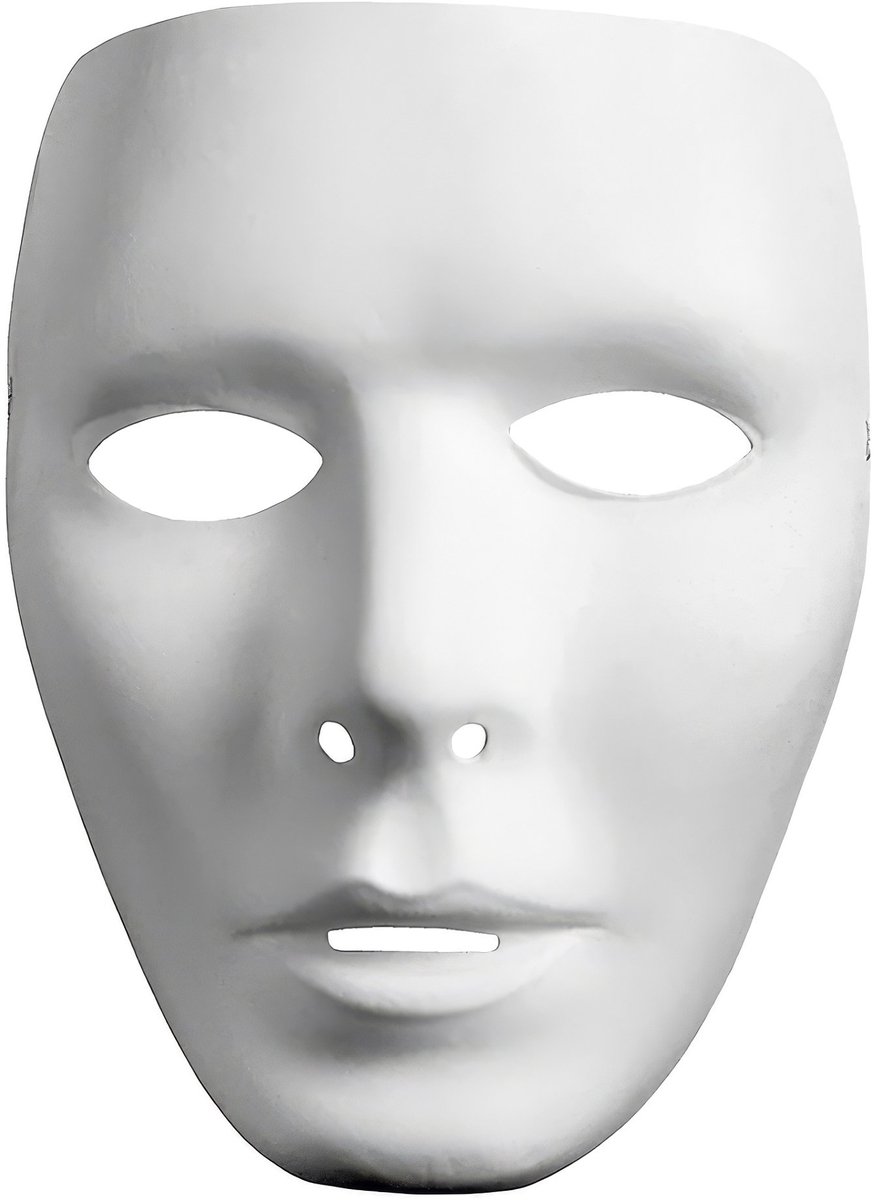 Neutraal Masker Gezicht Man - voor carnaval