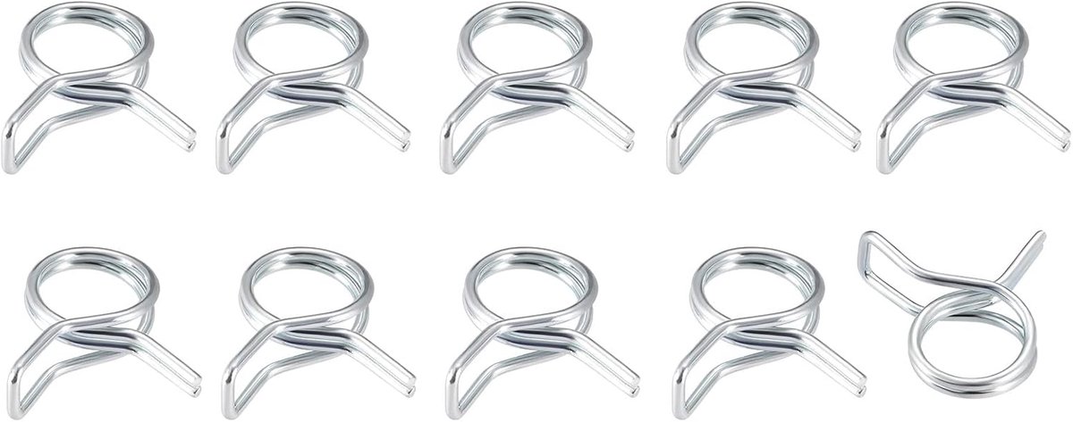 Veer slangklem (18 mm/0,71 inch) 10 stuks dubbele draad veer stalen grendel - voor (18,5 mm tot 20 mm/0,73 inch tot 0,79 inch) OD huis tuin buisbevestiging