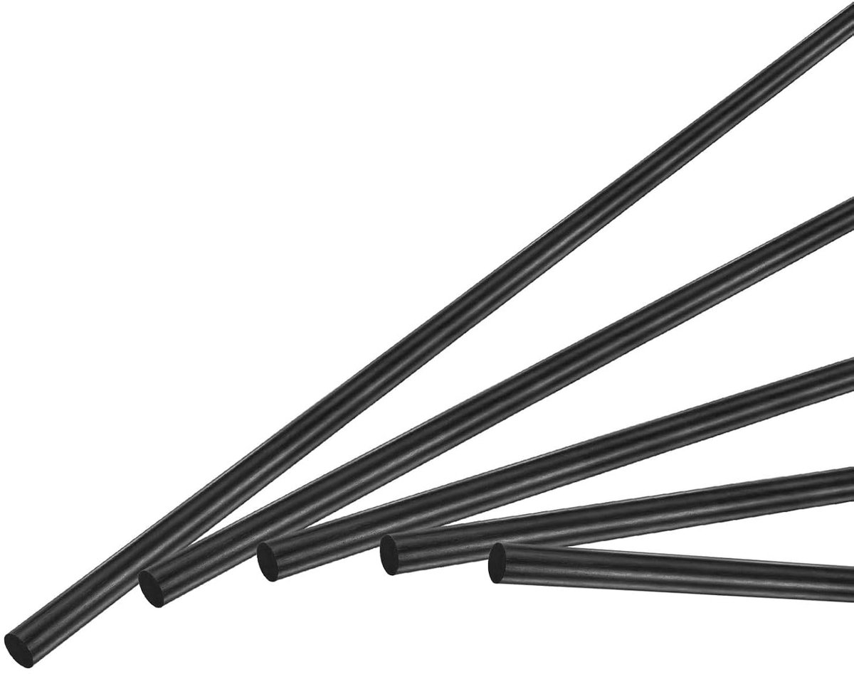 5 koolstofvezelstangen 200 mm lengte 2 mm diameter massieve stang mat voor RC vliegtuigen handwerk doe-het-zelf buis voor vliegervleugels (20,87 x 0,07 inch)