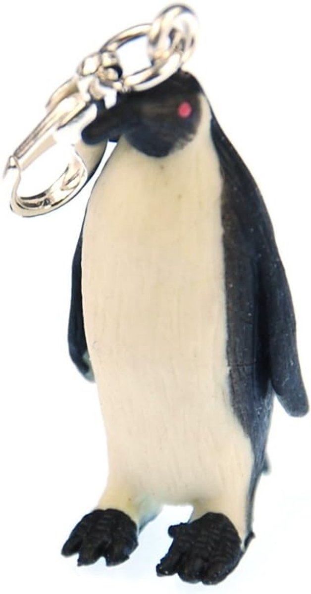 Bedels Antarctica vogel rubber - handgemaakte modesieraden I kettinghanger verzilverd - bedelhanger bedelarmband - hanger voor armband, 30 mm, Rubber