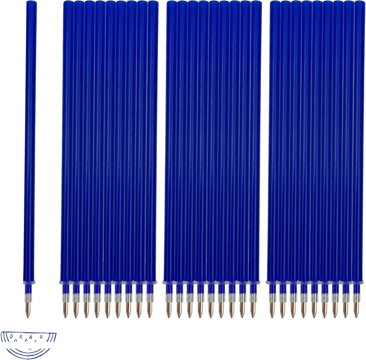 28 x uitwisbare vulling, schoon gummen, zacht schrijven, 0,7 mm punt, 13 cm hoogte (blauw)