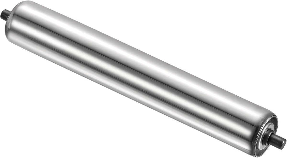 Transportband Roller 2" Diameter 16" Lengte, Roestvrij staal Zwaartekracht Transmissie Vervanging Deel Gegalvaniseerd Einde, Zilver