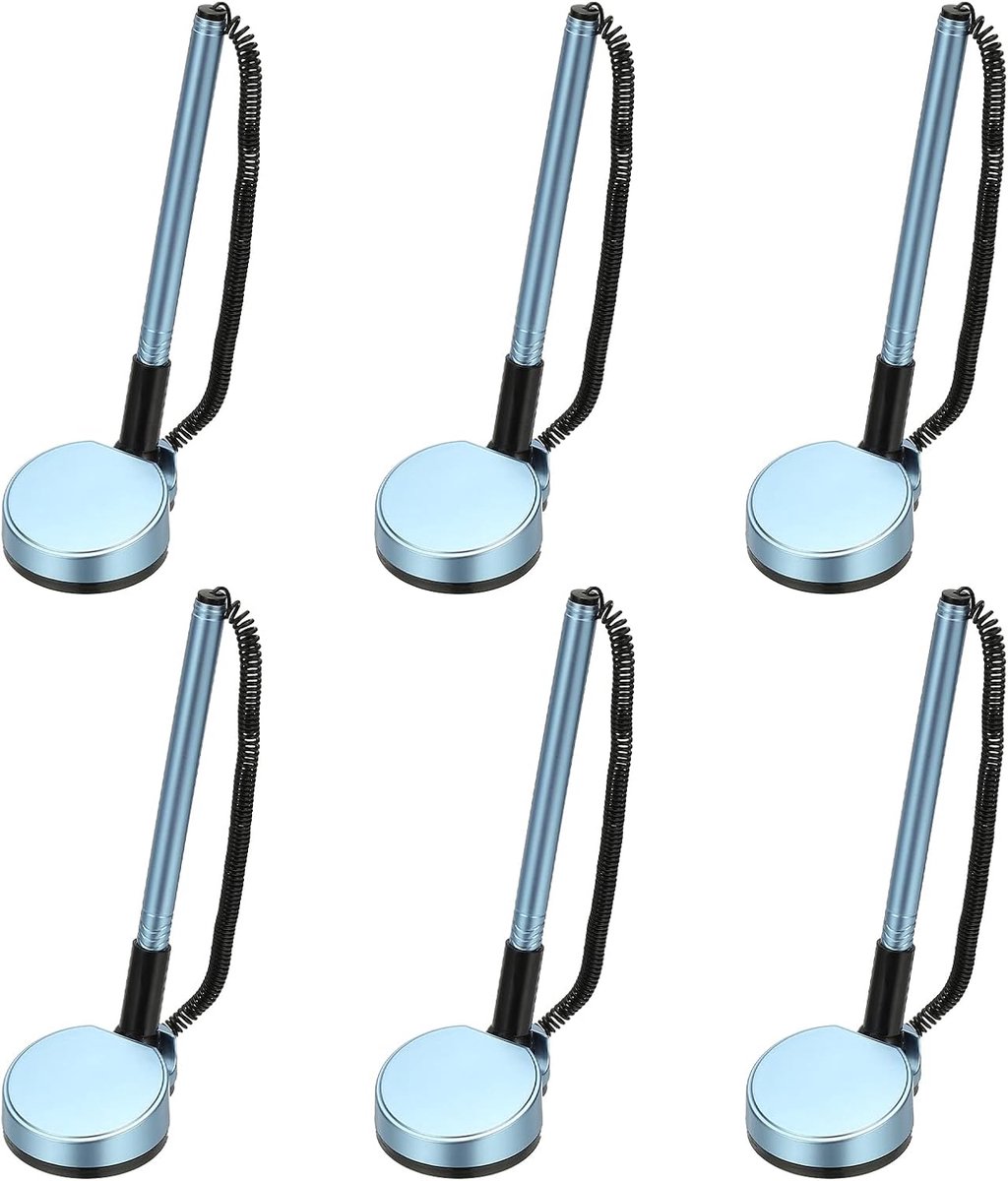 6 stuks veilige pen met zelfklevende ketting en veiligheidspenhouder, receptie balpennen, desktoppen, zwarte inktvullingen voor bureau, werkplek, kantoor, thuisbenodigdheden, ronde basis,