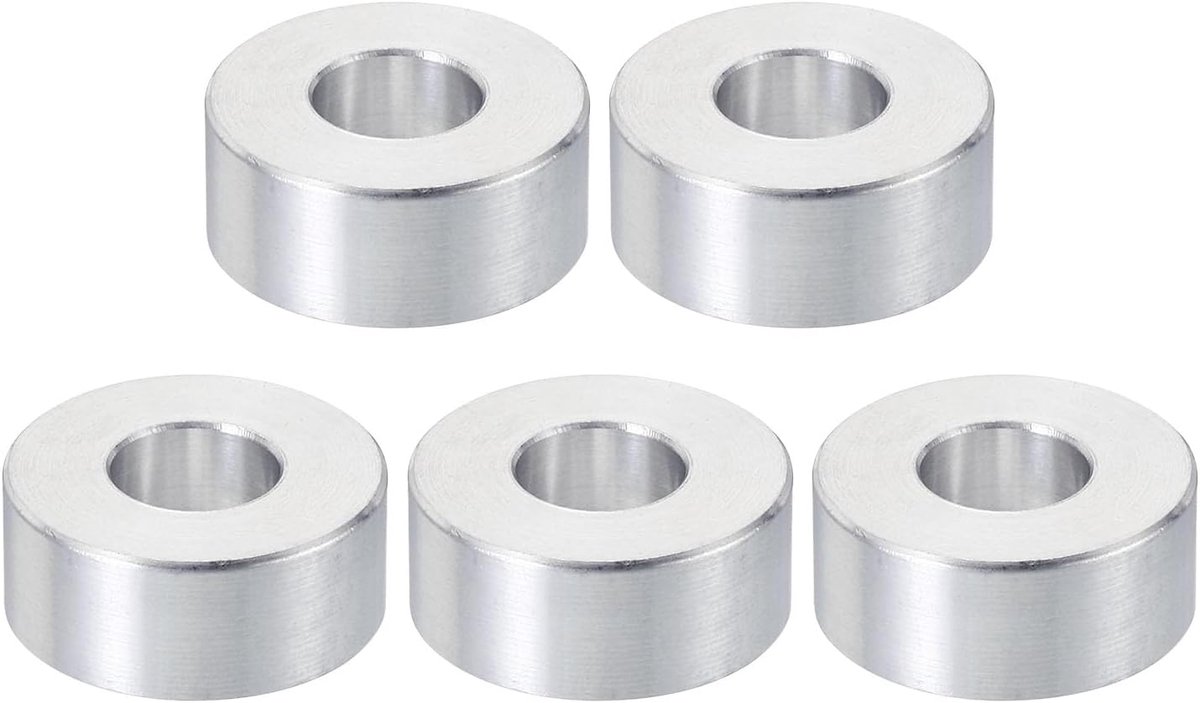 M10 Aluminium Spacers, 5 Stks Metalen Spacer Aluminium 10,5mm ID x 24mm OD x 10mm L Aluminium Spacer Schroef Standoff Rond voor 3/8" M10 Schroef Bouten