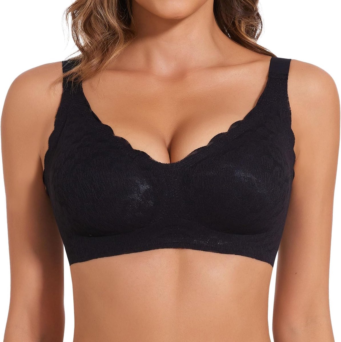 BH dames zonder beugel push-up met kant gevoerde beha V-hals beha comfortabele bralette