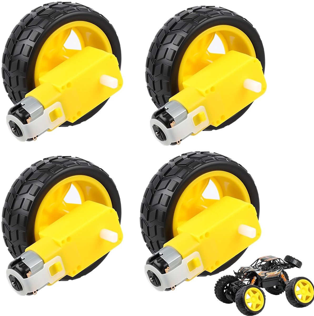 Motoren met dubbele transmissie DC 3-6 V met 65 mm kunststof banden, magnetische motoren voor intelligente RC-auto, doe-het-zelf, vierwielig speelgoed en STEM elektronisch project