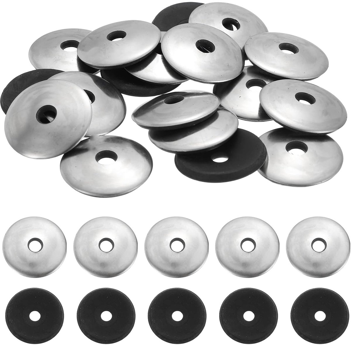 EPDM-afdichtringen van roestvrij staal, 120 stuks, 1/4 inch x 1-3/16 inch, neopreen dempingsschijf voor machineschroeven (M6,3 x 30 mm)