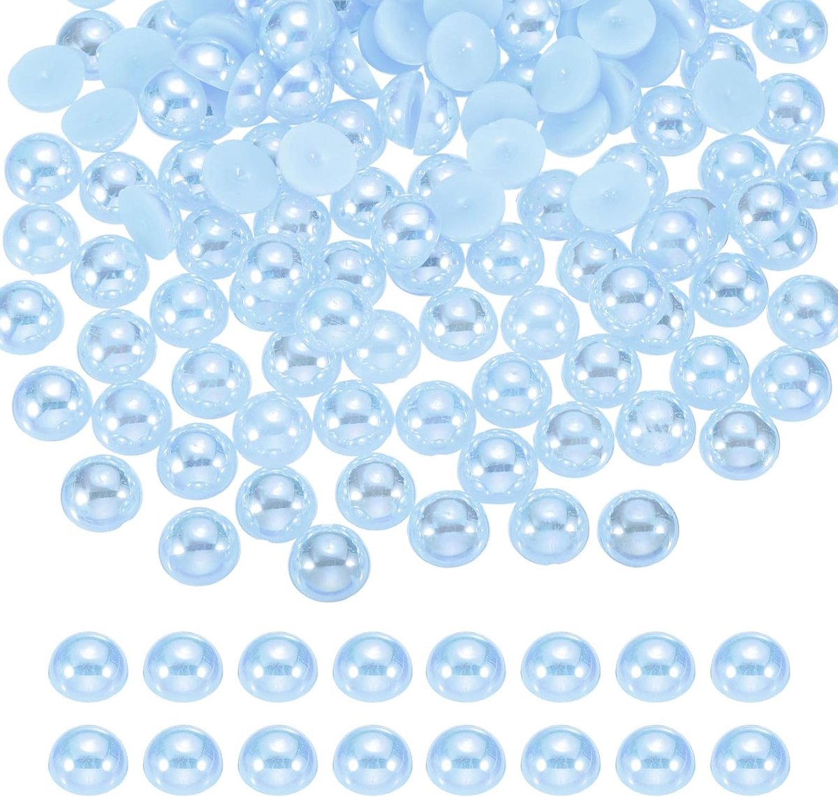 Kralen, 4 mm, platte kunstparels, kunststof, cabochons, losse kralen, strass, voor doe-het-zelf kleding, glazen, schoenen, nageldecoratie (lichtblauw AB)