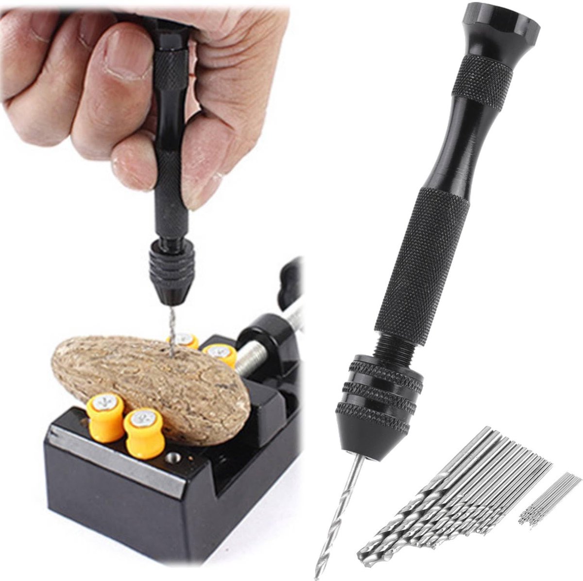 Stalen handboor, Duurzame Mini-handboor met 25 HSS-boren voor Precisie en Gemak, 0,3-3,6 mm verstelbaar spanbereik, Aluminiumlegering, Handboorgereedschap voor Sieraden en Huisdecoratie