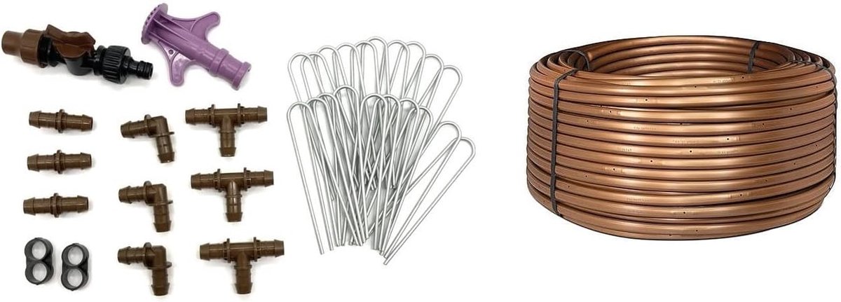 Druppelbuis Starterset - Druppelslang Irrigatie - Planten Water Geven - Wortelgroei Preventie - 50 Meter - Brons