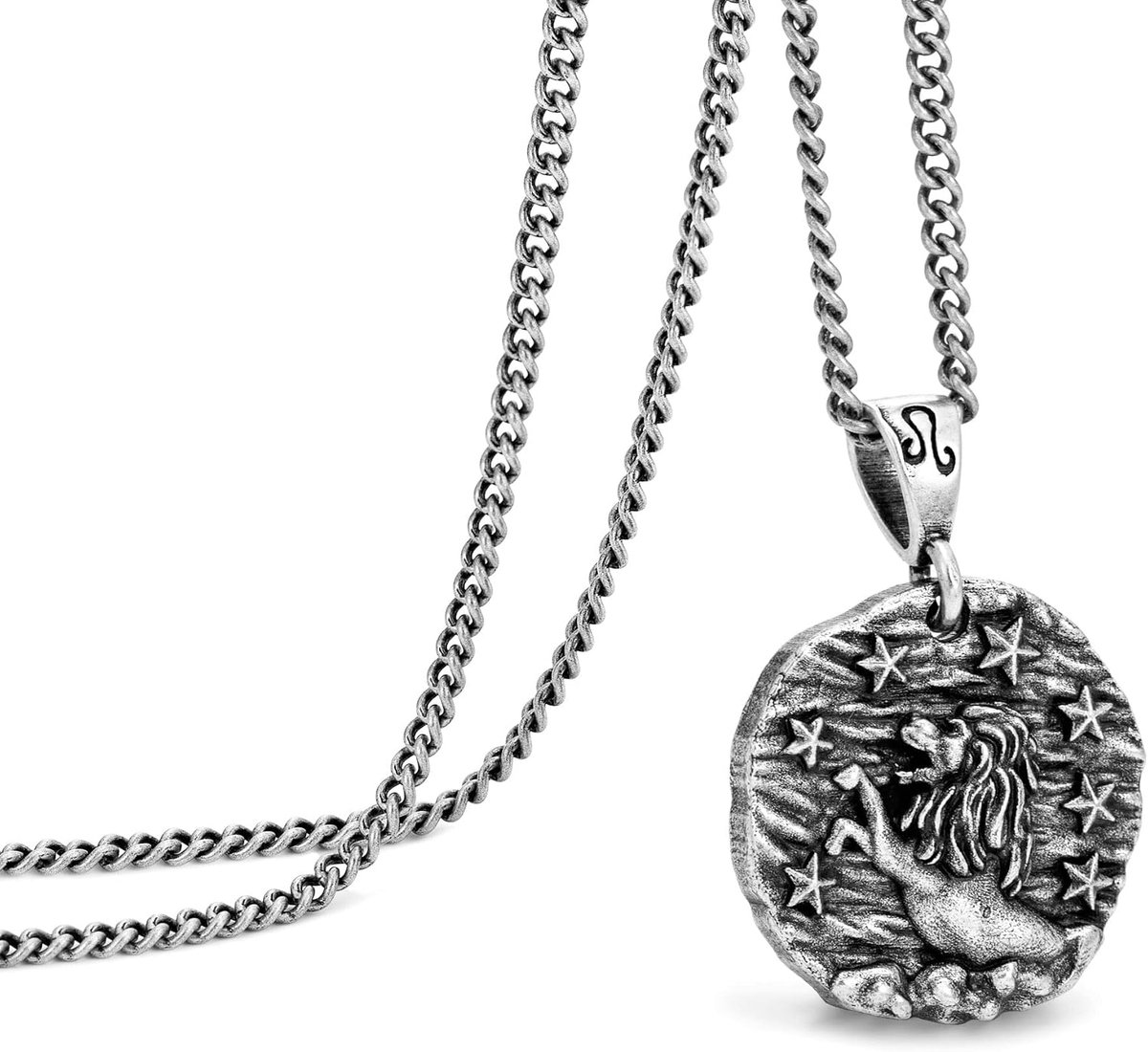 Ketting voor heren, halsketting met sterrenbeeldhanger voor heren, roestvrij staal, 12 sterrenbeelden, astrologie hanger, halsketting, ideaal verjaardagscadeau voor dames en heren
