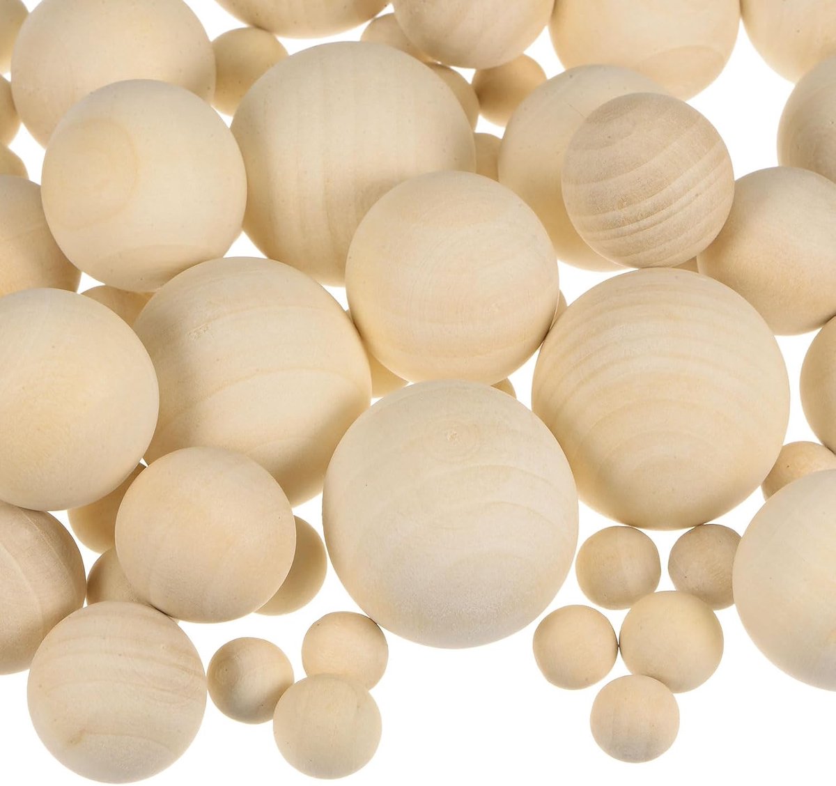 sourcing map 88 stuks gesorteerde maten houten kralen, 10 mm, 12 mm, 20 mm, 25 mm, 30 mm, onafgewerkte massief houten kralen, natuurlijke knutselballen voor doe-het-zelf knutselprojecten