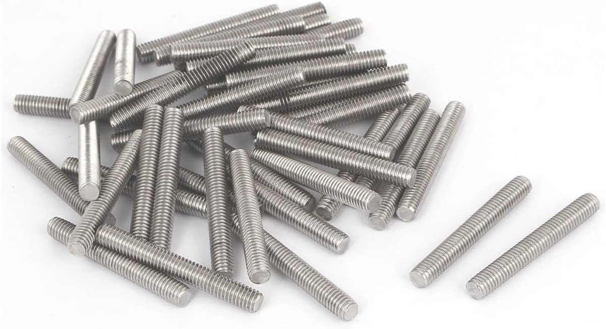 sourcingmap M6 x 45mm Mannelijke draad 304 RVS staaf Studs Hardware 20 Stks