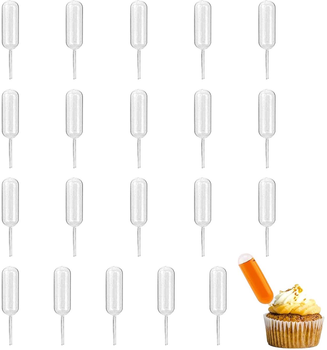 Transferpipetten van kunststof, kunststof knijptransfer,Plastic dessert pipet, Plastic pipet, 20 Stuks Wegwerppipetten, Druppelteller Voor Keuken, Gebak en Jam - Mini-Pipetten