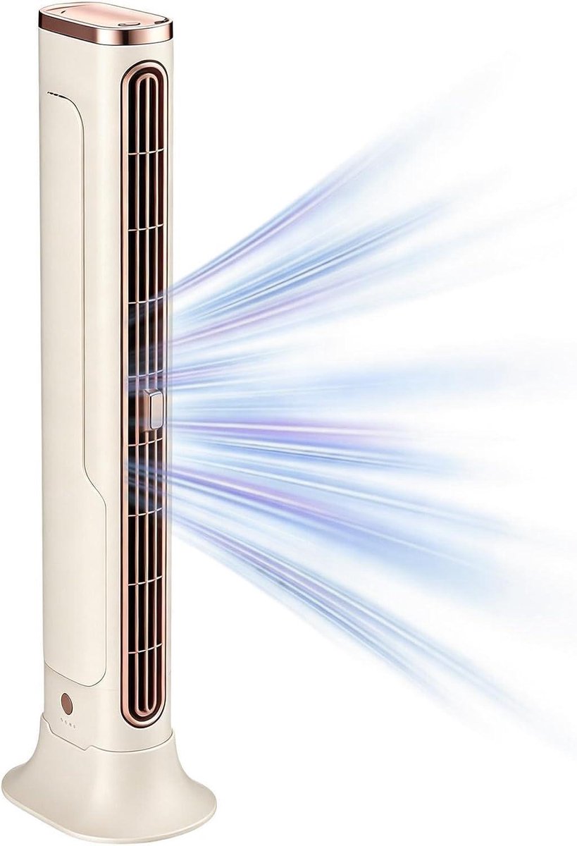 Draagbare Airconditioner - Persoonlijke Koeler - Verkoeling Binnen - Bladloos Ontwerp - 37 cm Hoog - Beige