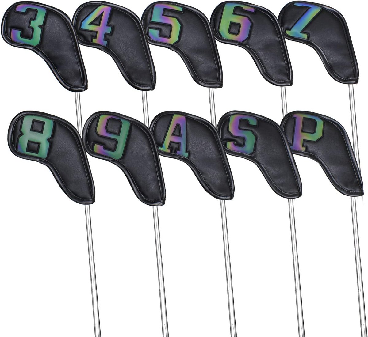 Edward 10 stuks golfhoofddeksels van kunstleer met sterke magneetsluiting ter bescherming van het heldere nummer van het racket
