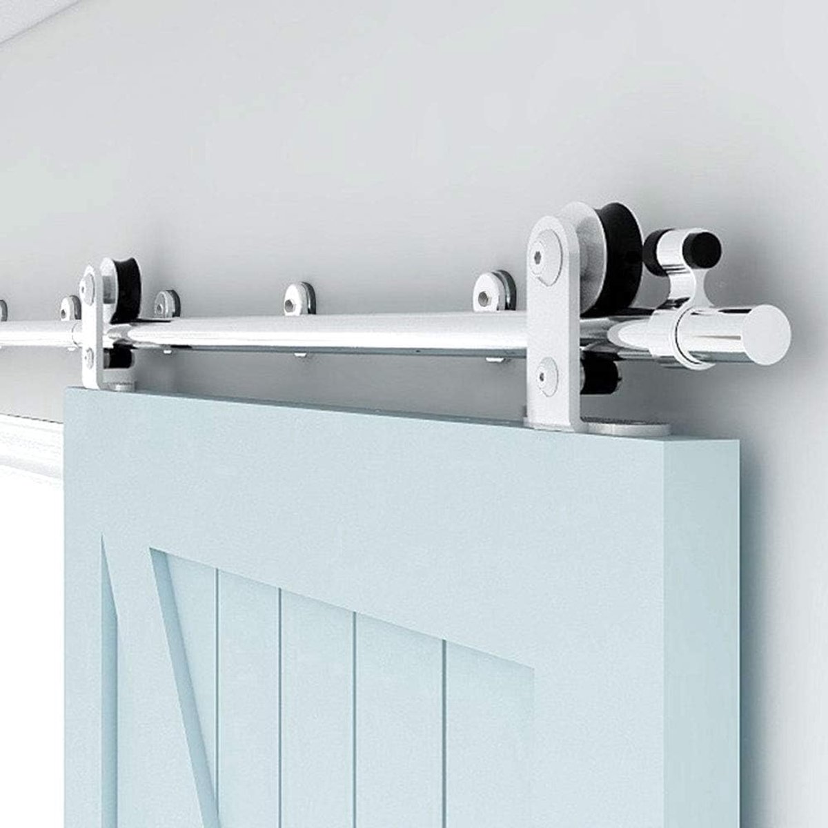 Schuifdeurset van roestvrij staal, accessoires voor schuifdeuren, rails, set voor houten deur, T-stijl